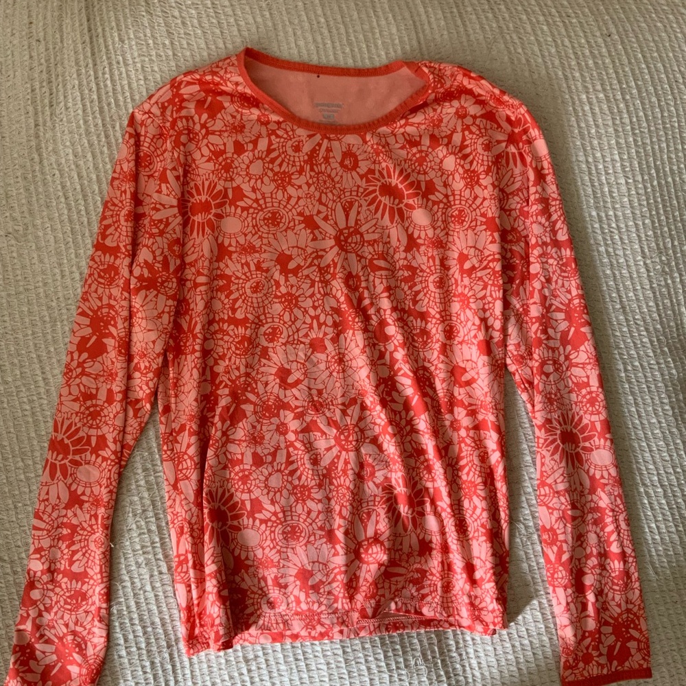 Patagonia Capilene Floral Orange Running Vintage Long Sleeve Shirt Vintage